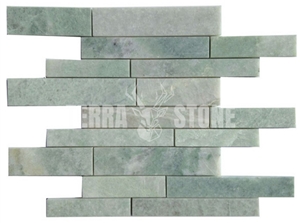 Ming Green Marble Mosaic Tile Chevron Basketweave