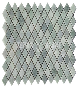 Ming Green Marble Mosaic Tile Chevron Basketweave