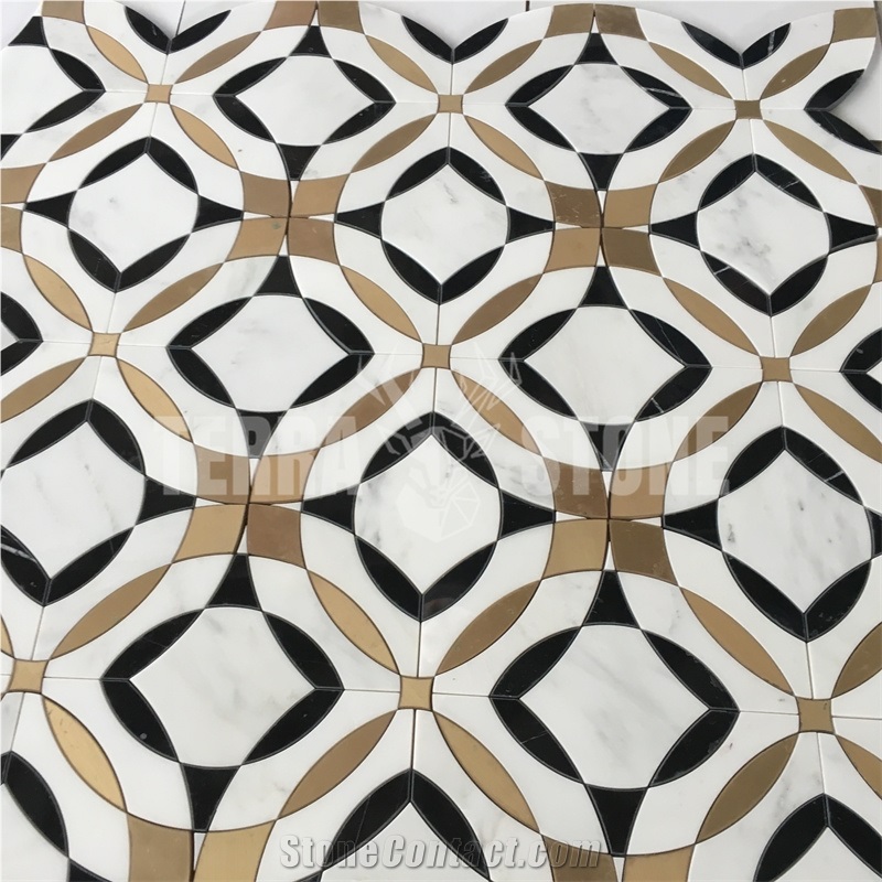 Mosaic Most Popular Brass Mixed Water Jet Marble Designs