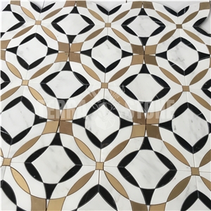 Mosaic Most Popular Brass Mixed Water Jet Marble Designs