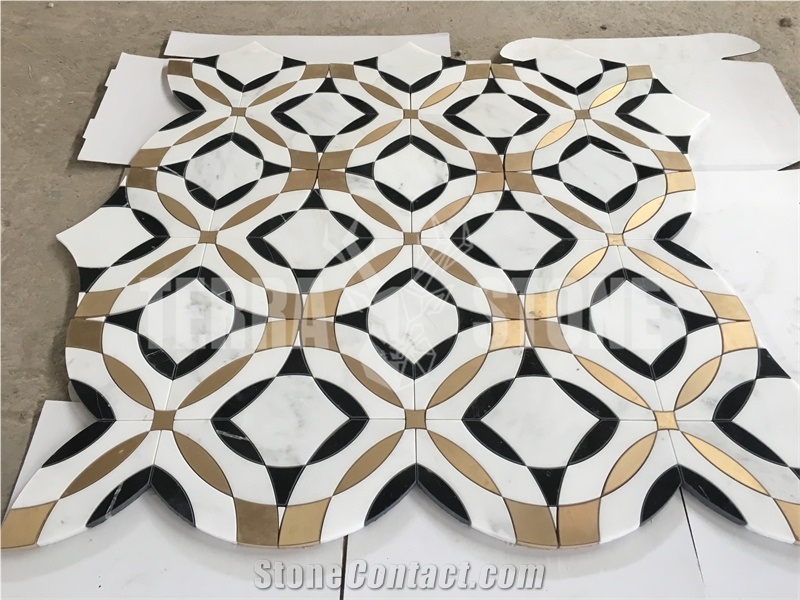 Mosaic Most Popular Brass Mixed Water Jet Marble Designs