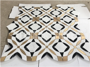 Mosaic Most Popular Brass Mixed Water Jet Marble Designs