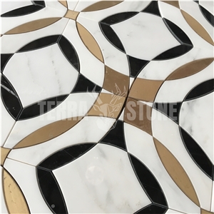 Mosaic Most Popular Brass Mixed Water Jet Marble Designs