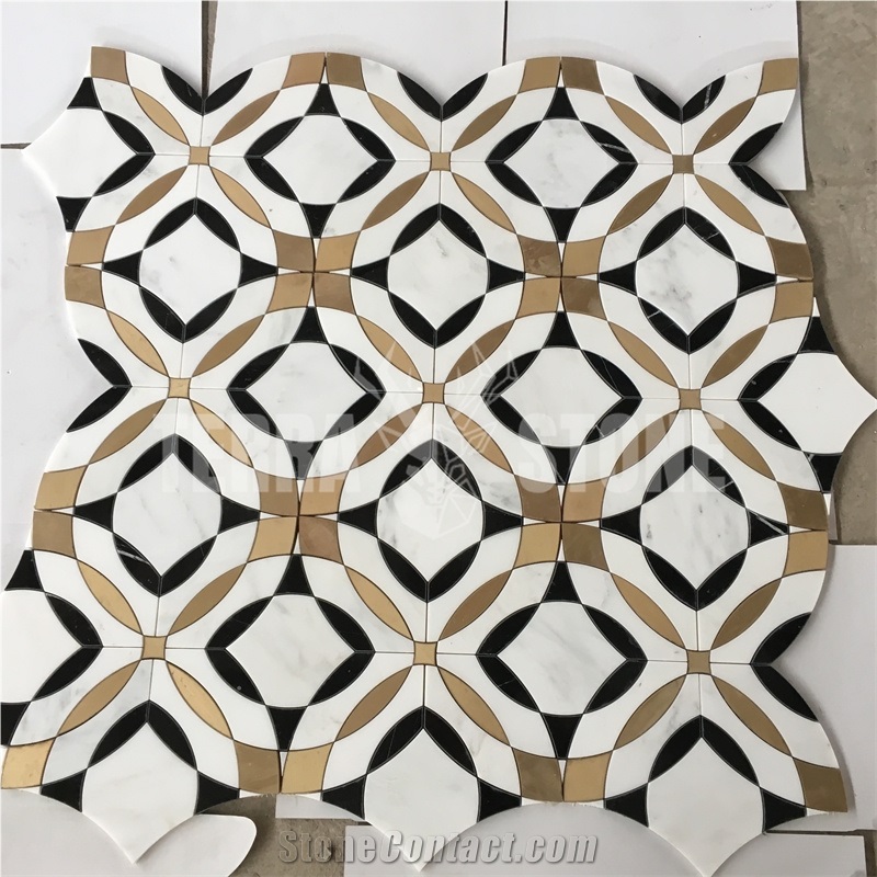 Mosaic Most Popular Brass Mixed Water Jet Marble Designs