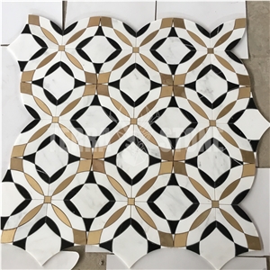 Mosaic Most Popular Brass Mixed Water Jet Marble Designs