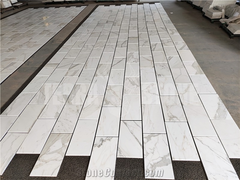 Natural Marble Calacatta White 12"X24" Thin Tiles Polished