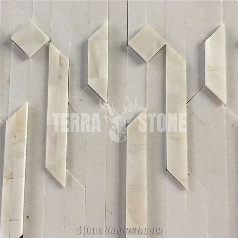 Natural Mother Pearl Shell Art Mosaic Tile For Kitchen