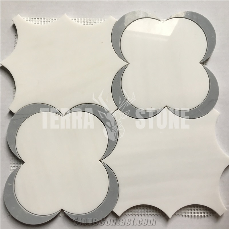 Natural Stone Flower Waterjet Mosaic Tiles For Wall