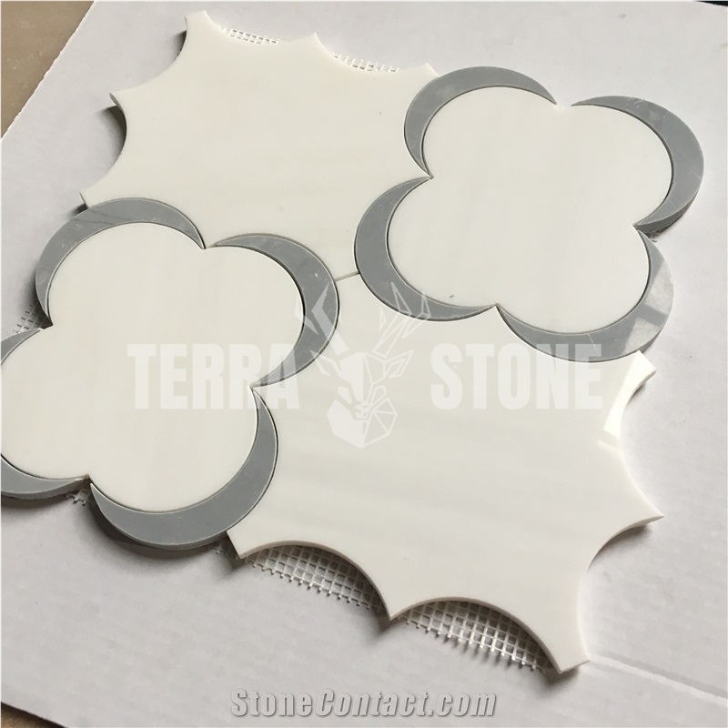 Natural Stone Flower Waterjet Mosaic Tiles For Wall
