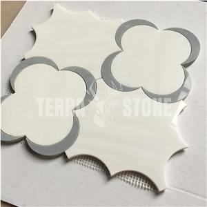Natural Stone Flower Waterjet Mosaic Tiles For Wall