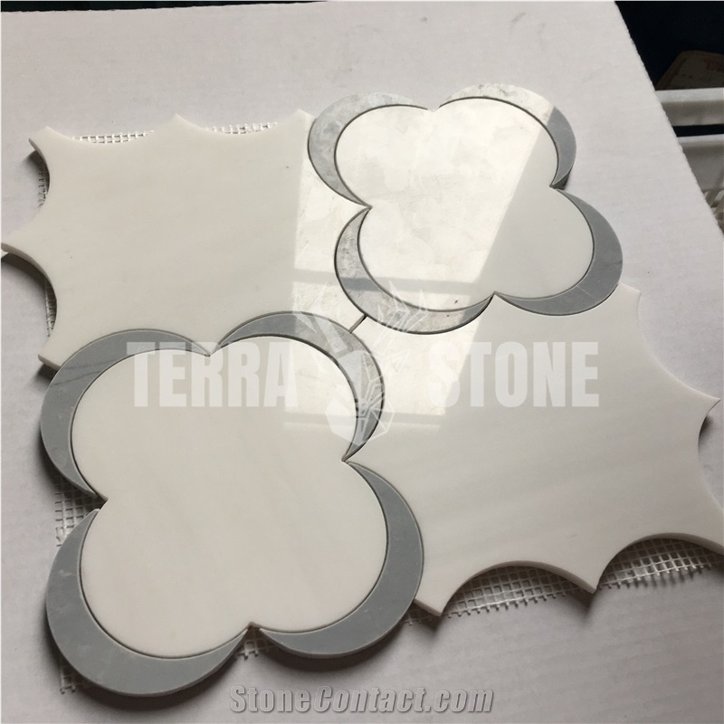 Natural Stone Flower Waterjet Mosaic Tiles For Wall