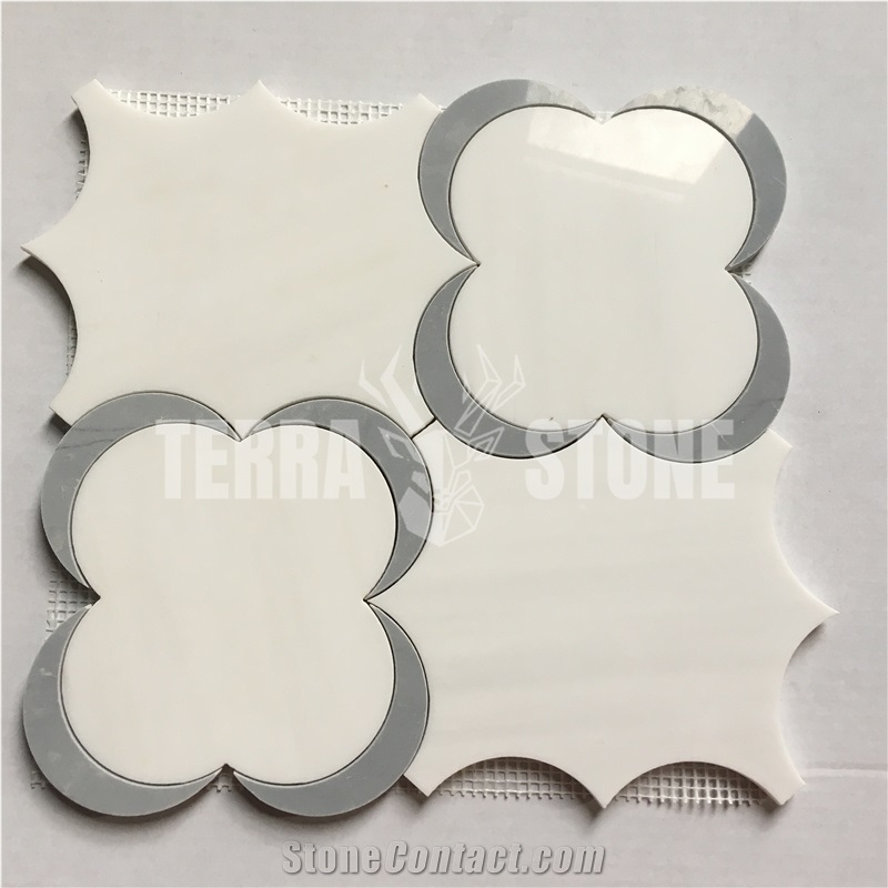 Natural Stone Flower Waterjet Mosaic Tiles For Wall