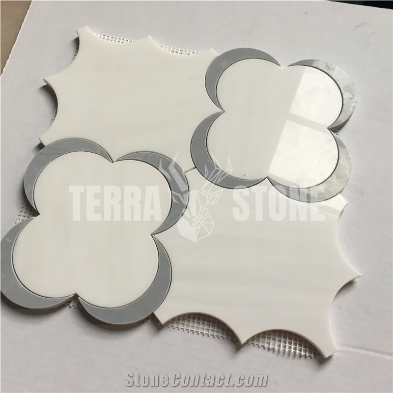 Natural Stone Flower Waterjet Mosaic Tiles For Wall