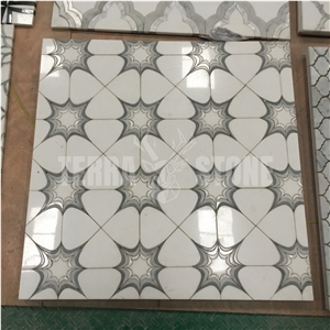 Natural White Marble Mosaic Mother Pearl Shell Waterjet Tile
