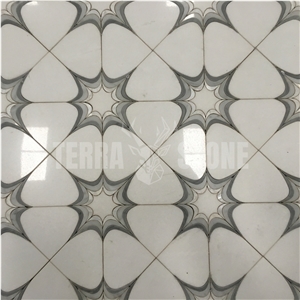 Natural White Marble Mosaic Mother Pearl Shell Waterjet Tile