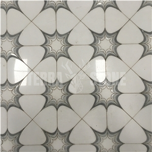 Natural White Marble Mosaic Mother Pearl Shell Waterjet Tile