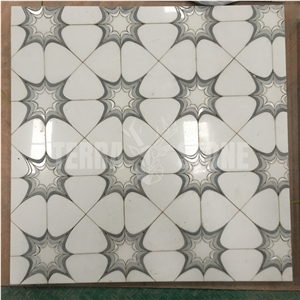 Natural White Marble Mosaic Mother Pearl Shell Waterjet Tile