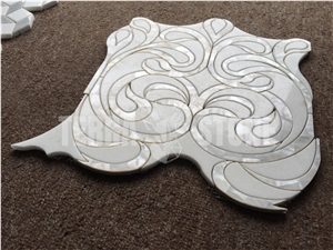 Natural White Marble With Mother Pearl Shell Waterjet Mosaic