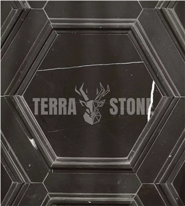 Nero Marquina Black Marble Mosaic Hexagon Wall Tile