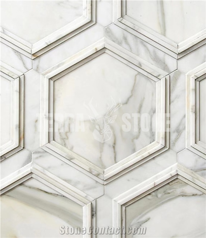 Nero Marquina Black Marble Mosaic Hexagon Wall Tile