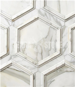 Nero Marquina Black Marble Mosaic Hexagon Wall Tile