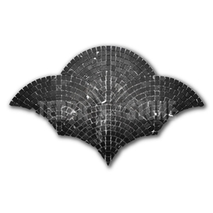 Nero Marquina Marble Fish Scale Scallop Fan Mini Mosaic Tile