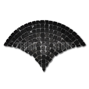 Nero Marquina Marble Fish Scale Scallop Fan Mini Mosaic Tile