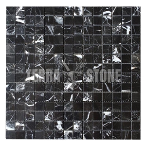 Nero Marquina Mosaic Black Marble Square Wall Tile