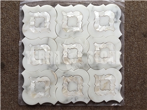 Nine Lanterns Calacatta Marble And Mother Pearl Shell Mosaic