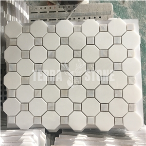 Octagon Thasso Marble Mosaic Pearl Shell Mosaic Tile