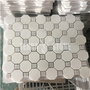 Octagon Thasso Marble Mosaic Pearl Shell Mosaic Tile