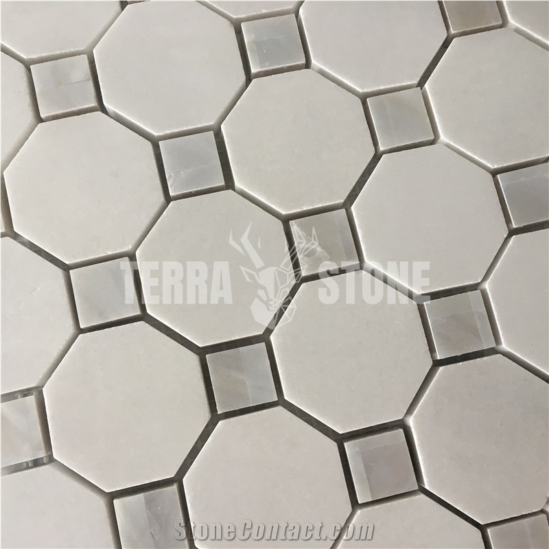Octagon Thasso Marble Mosaic Pearl Shell Mosaic Tile