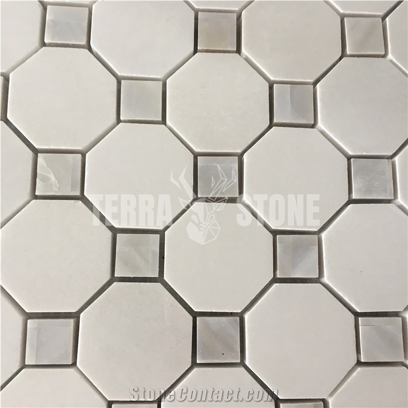 Octagon Thasso Marble Mosaic Pearl Shell Mosaic Tile
