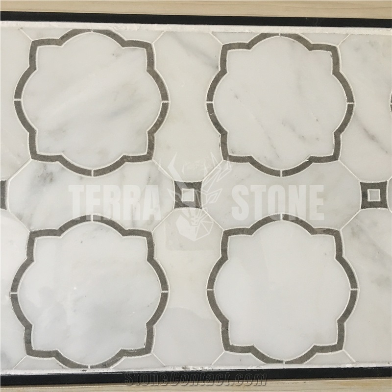 Oriental White Marble Water Jet Mosaic Tile For Backsplash