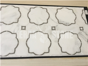 Oriental White Marble Water Jet Mosaic Tile For Backsplash