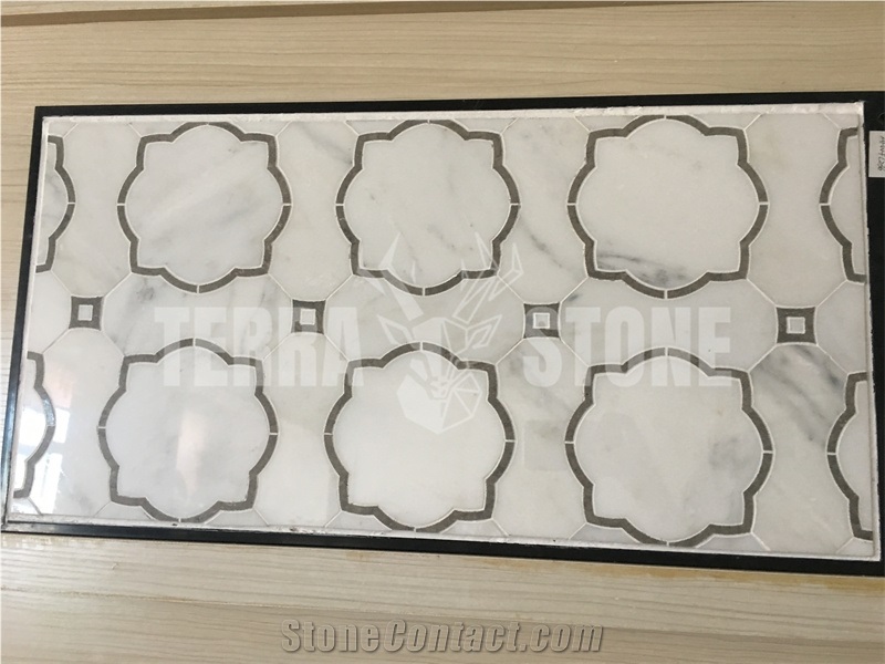 Oriental White Marble Water Jet Mosaic Tile For Backsplash