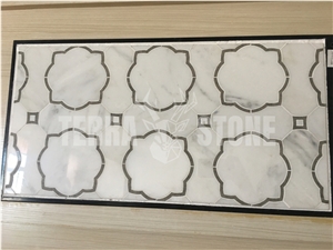 Oriental White Marble Water Jet Mosaic Tile For Backsplash