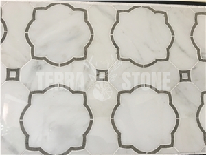 Oriental White Marble Water Jet Mosaic Tile For Backsplash