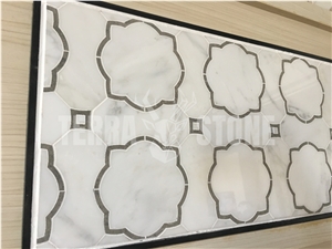 Oriental White Marble Water Jet Mosaic Tile For Backsplash