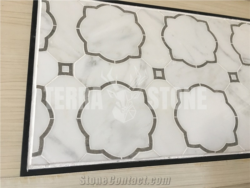 Oriental White Marble Water Jet Mosaic Tile For Backsplash
