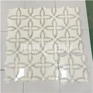 Pearl Shell And Thassos Crystal White Marble Tile Mosaic