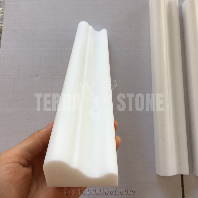 Pure White Marble Crown Molding Border Decos Skirting