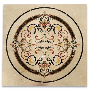 Rafael Emperador Colorful Marble Medallion Inlay Waterjet