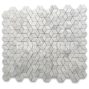 Rhombus Diamond Hexagon Carrara Marble Mosaic Tile Honed
