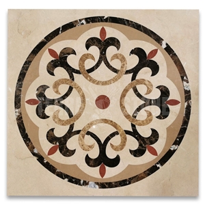 Savannah Emperador Gold Marble Medallion Inlay Waterjet Art