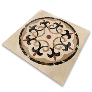Savannah Emperador Gold Marble Medallion Inlay Waterjet Art