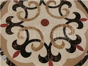 Savannah Emperador Gold Marble Medallion Inlay Waterjet Art