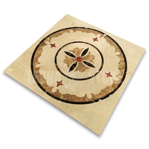 Savannah Emperador Gold Marble Medallion Inlay Waterjet Art