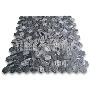 Silver Wave Black Forest Marble 2 Inch Hexagon Mosaic