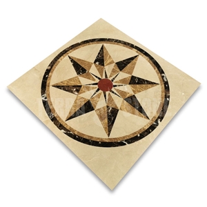 Starburst Emperador Rojo Marble Medallion Inlay Waterjet